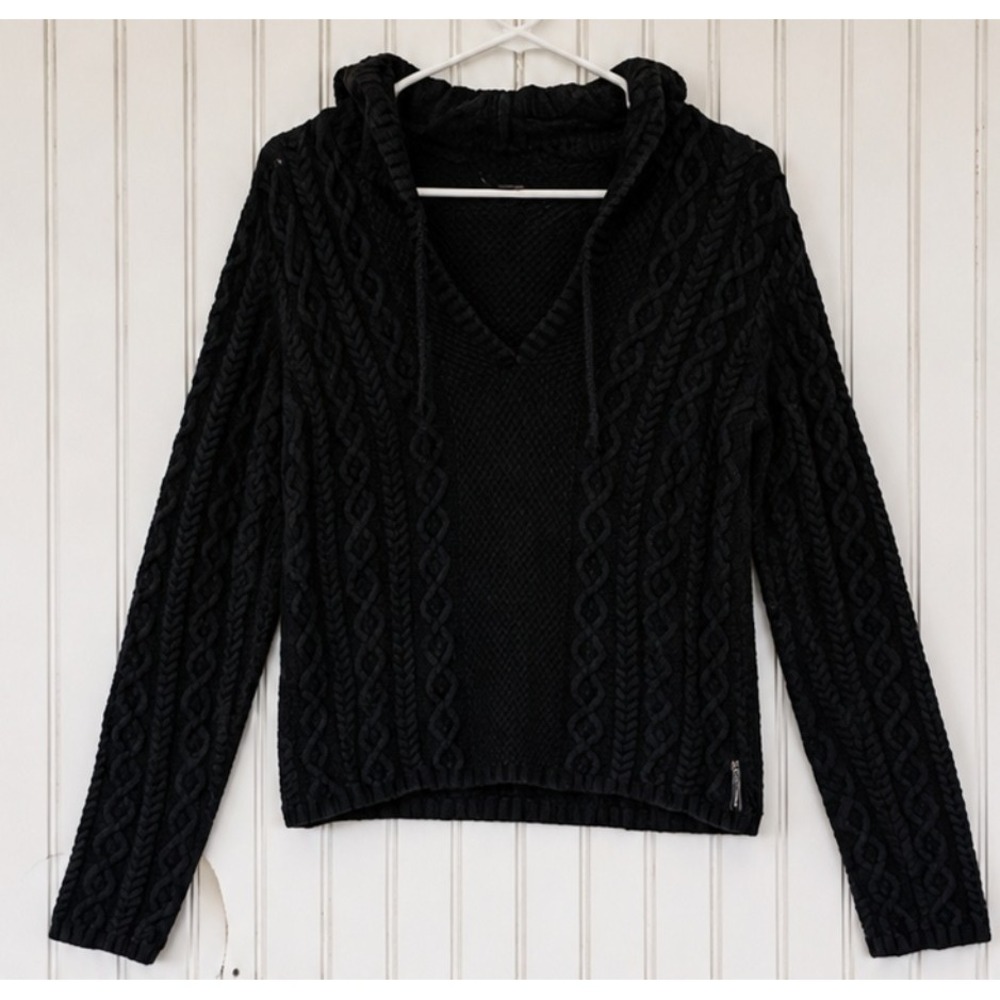 Polo Jeans Y2k Cableknit Hooded Sweater Navy Women's Large